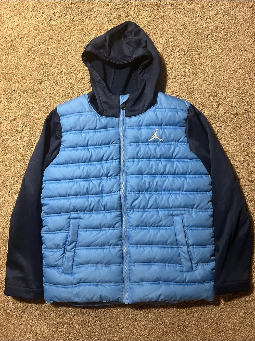 Jordan Blue and Navy Puffer Hoodie Jacket